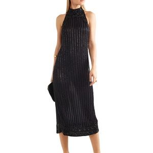 Ganni NWT beaded midi dress in midnight blue.